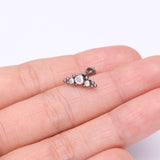 Detail View 2 of Implant Grade Titanium OneFit Threadless Sparkle Arc Bali Beads Flat Back Stud Labret-Aurora Borealis