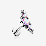 Implant Grade Titanium OneFit Threadless Sparkle Arc Bali Beads Flat Back Stud Labret