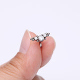 Detail View 2 of Implant Grade Titanium OneFit Threadless Sparkle Arc Bali Beads Flat Back Stud Labret-Clear Gem