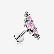 Implant Grade Titanium OneFit Threadless Sparkle Arc Bali Beads Flat Back Stud Labret