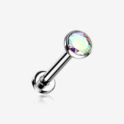 Implant Grade Titanium OneFit Threadless Gem Bezel Set Top Flat Back Stud Labret
