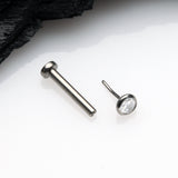 Detail View 2 of Implant Grade Titanium OneFit Threadless Gem Bezel Set Top Flat Back Stud Labret-Clear Gem