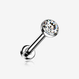 Implant Grade Titanium OneFit Threadless Gem Bezel Set Top Flat Back Stud Labret
