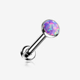 Implant Grade Titanium OneFit Threadless Fire Opal Bezel Set Top Flat Back Stud Labret