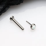 Detail View 2 of Implant Grade Titanium OneFit Threadless Fire Opal Bezel Set Top Flat Back Stud Labret-White Opal