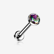 Implant Grade Titanium OneFit Threadless Gem Bezel Set Top Flat Back Stud Labret