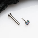 Detail View 2 of Implant Grade Titanium OneFit Threadless Gem Bezel Set Top Flat Back Stud Labret-Vitrail Medium