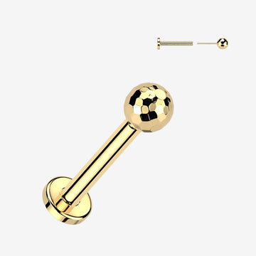 Implant Grade Titanium OneFit Threadless Golden Multi-Faceted Top Flat Back Labret