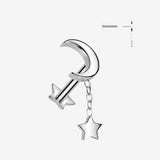 Implant Grade Titanium OneFit Threadless Crescent Moon Dangle Star Back Labret