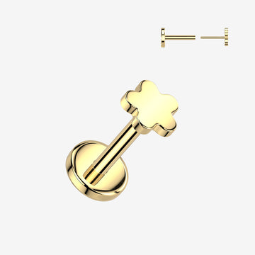 Implant Grade Titanium OneFit Threadless Golden Flower Icon Top Flat Back Labret