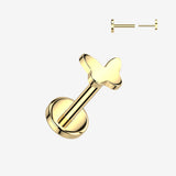 Implant Grade Titanium OneFit Threadless Golden Butterfly Icon Top Flat Back Labret