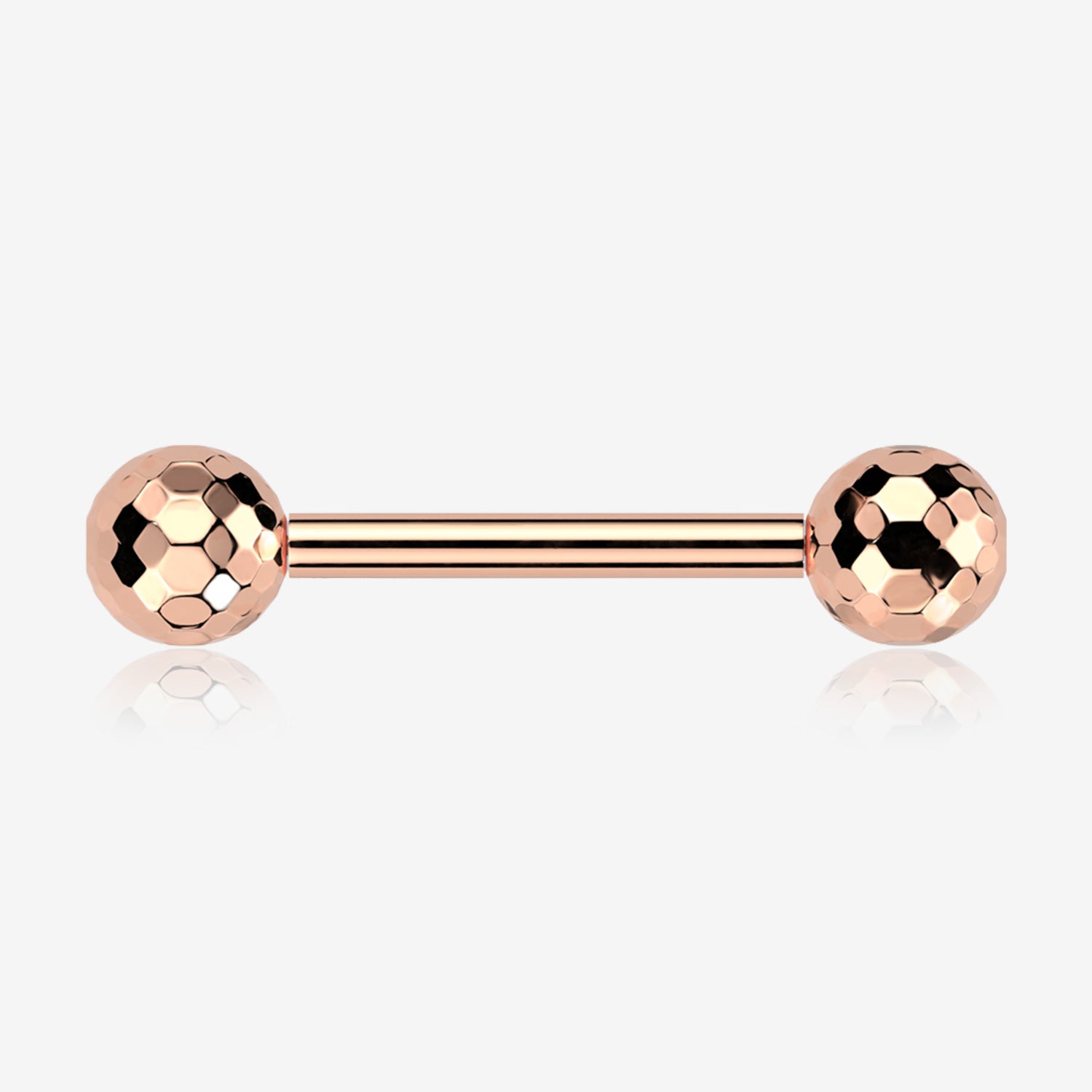 A Pair of Implant Grade Titanium Rose Gold Multi-Faceted OneFit Threadless Nipple Barbell