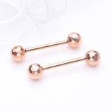 Detail View 1 of A Pair of Implant Grade Titanium Rose Gold Multi-Faceted OneFit Threadless Nipple Barbell