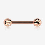 A Pair of Implant Grade Titanium Rose Gold Multi-Faceted OneFit Threadless Nipple Barbell