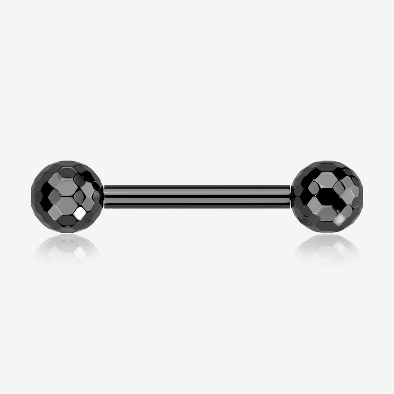A Pair of Implant Grade Titanium Blackline Multi-Faceted OneFit Threadless Nipple Barbell