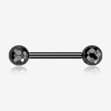 A Pair of Implant Grade Titanium Blackline Multi-Faceted OneFit Threadless Nipple Barbell