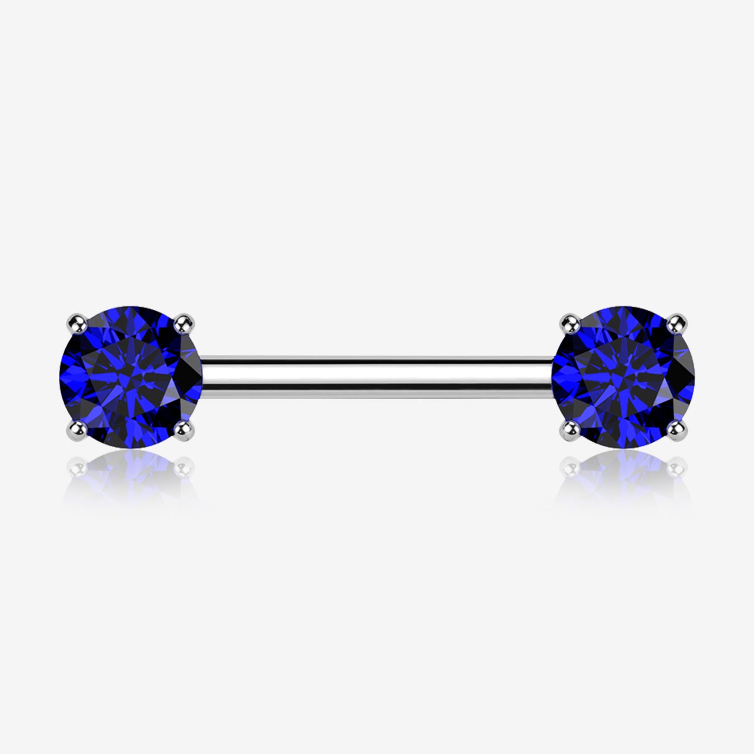 A Pair of Implant Grade Titanium OneFit Threadless Prong Gem Sparkle Nipple Barbell-Blue
