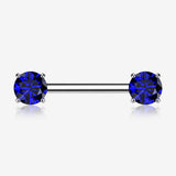 A Pair of Implant Grade Titanium OneFit Threadless Prong Gem Sparkle Nipple Barbell