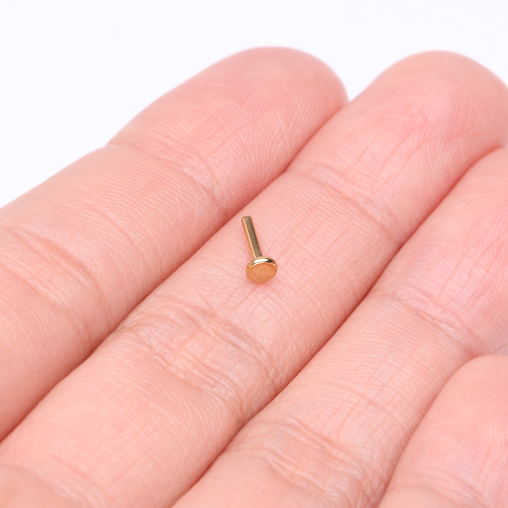 Detail View 2 of Pure24K Implant Grade Titanium OneFit Threadless Flat Back Stud Labret Bar Part