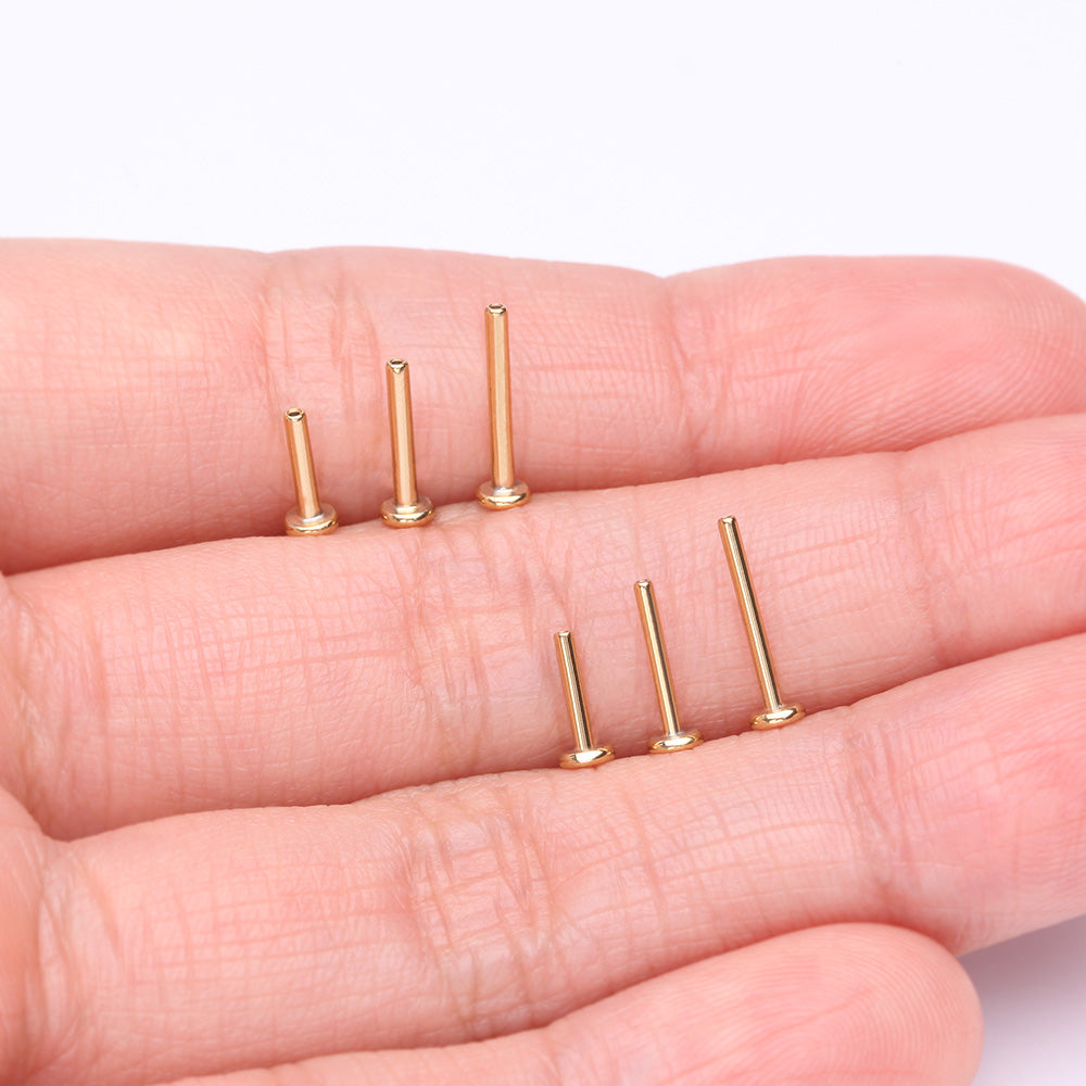 Detail View 3 of Pure24K Implant Grade Titanium OneFit Threadless Flat Back Stud Labret Bar Part
