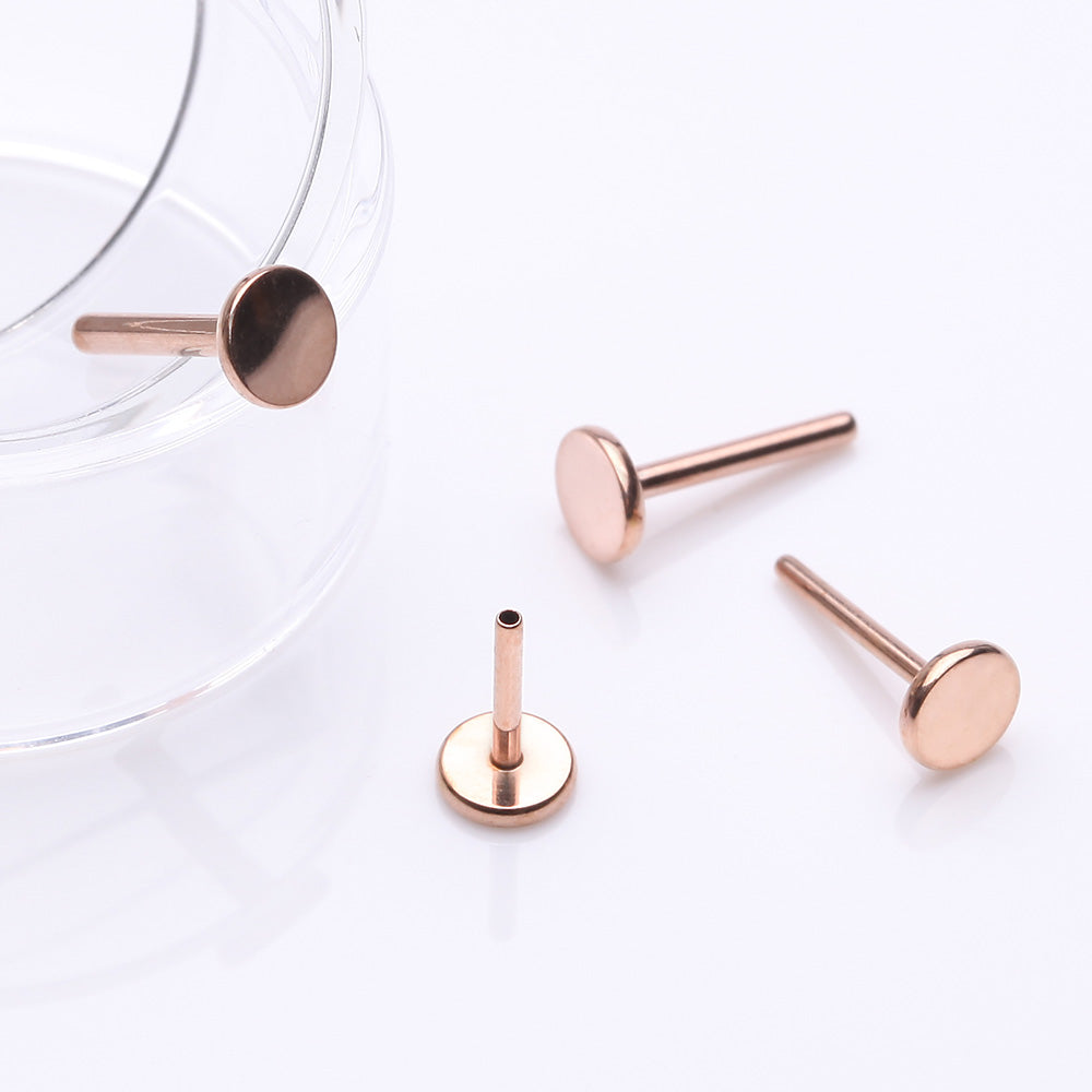 Detail View 3 of Implant Grade Titanium OneFit Threadless Rose Gold Flat Back Stud Labret Bar Part