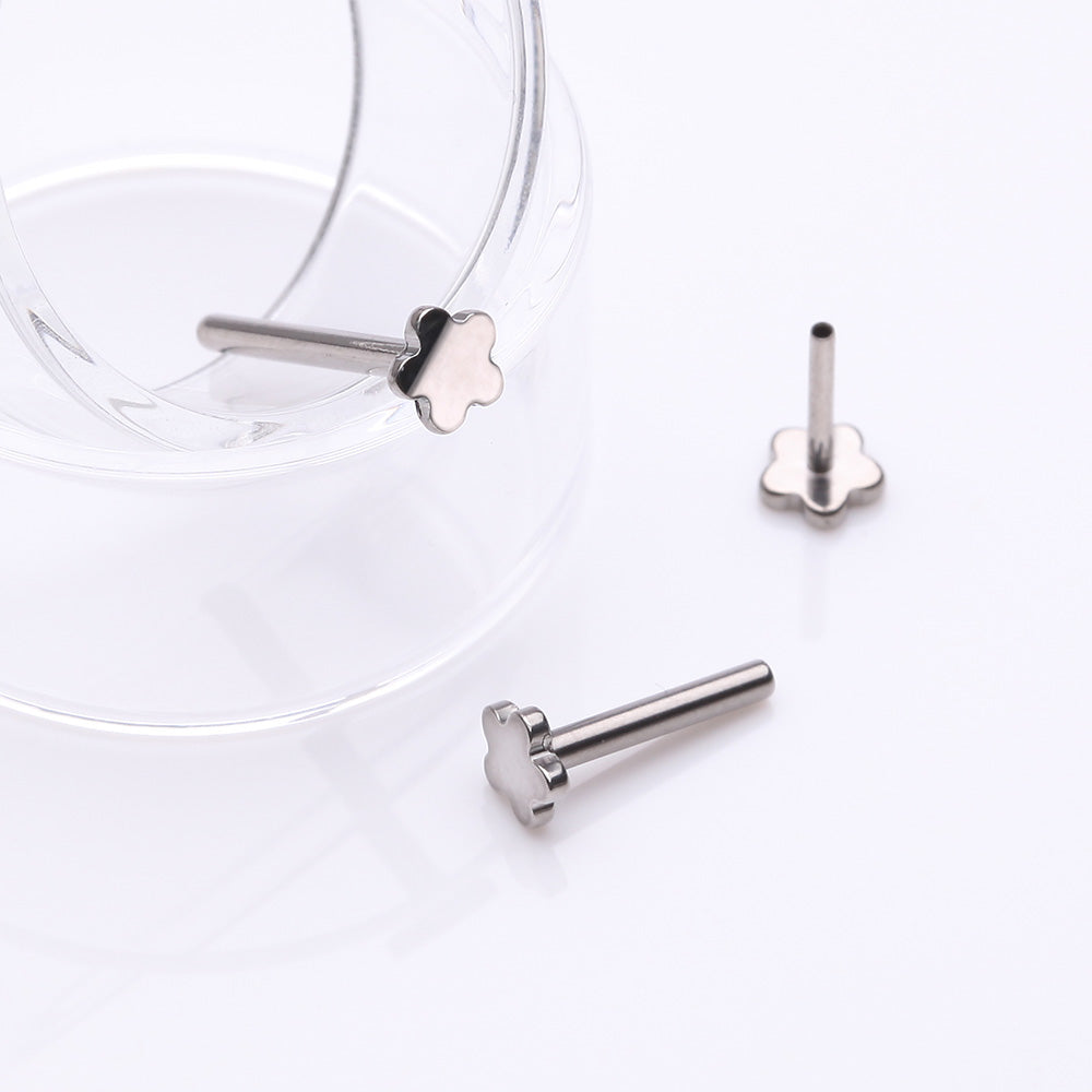 Detail View 3 of Implant Grade Titanium OneFit Threadless Flower Base Flat Back Stud Labret Bar Part