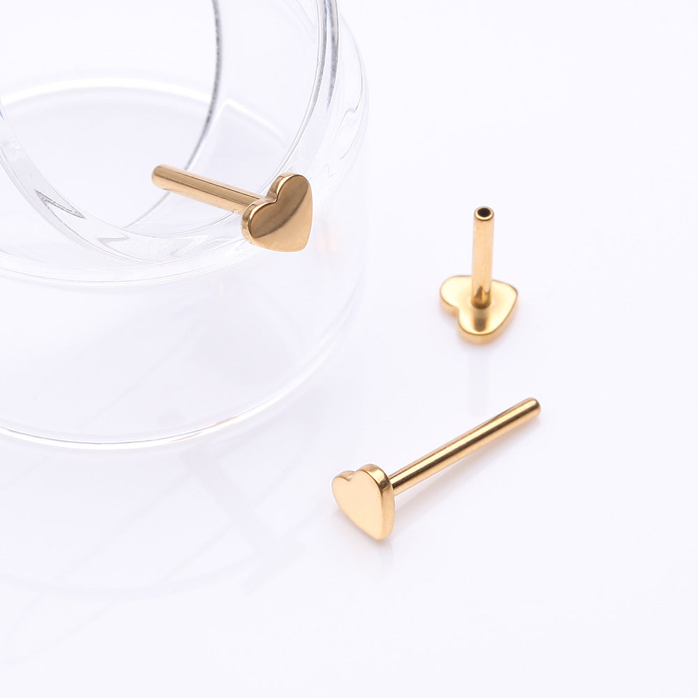 Detail View 3 of Implant Grade Titanium OneFit Threadless Golden Heart Base Flat Back Stud Labret Bar Part