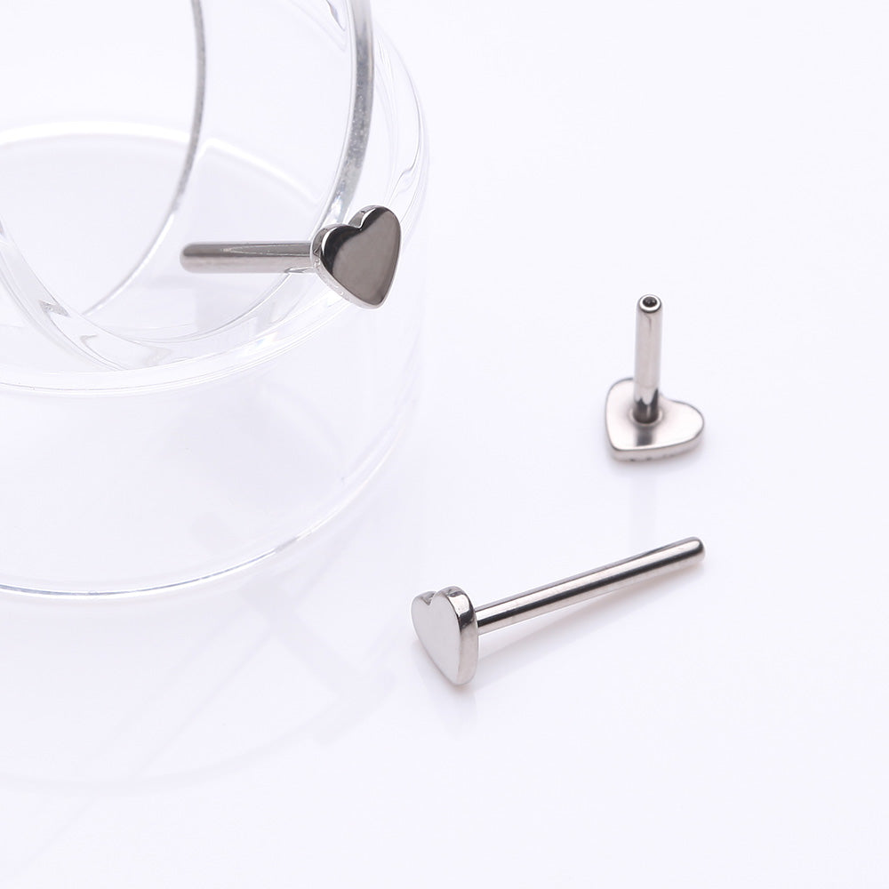 Detail View 3 of Implant Grade Titanium OneFit Threadless Heart Base Flat Back Stud Labret Bar Part