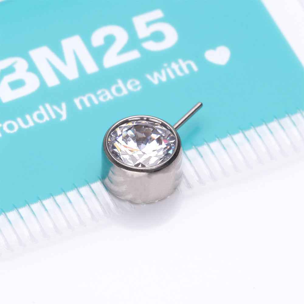 Detail View 3 of Implant Grade Titanium OneFit Threadless Bezel Set Sparkle Front Facing Part-Clear Gem