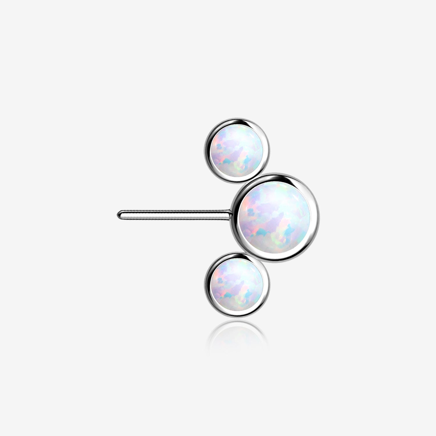 Implant Grade Titanium OneFit Threadless Triple Bubble Fire Opal Front Facing Top Part-White Opal