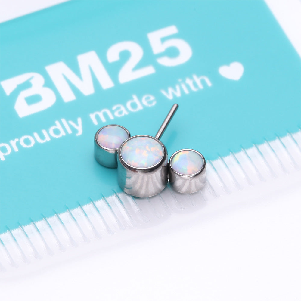 Detail View 3 of Implant Grade Titanium OneFit Threadless Triple Bubble Fire Opal Front Facing Top Part-White Opal