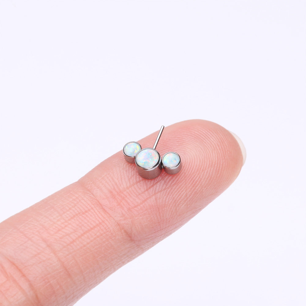 Detail View 2 of Implant Grade Titanium OneFit Threadless Triple Bubble Fire Opal Front Facing Top Part-White Opal