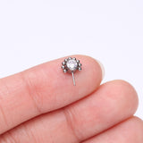 Detail View 2 of Implant Grade Titanium OneFit Threadless Bali Beaded Floral Sparkle Front Facing Part-Clear Gem