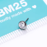 Detail View 3 of Implant Grade Titanium OneFit Threadless Bezel Set Sparkle Gem Top Part-Clear Gem