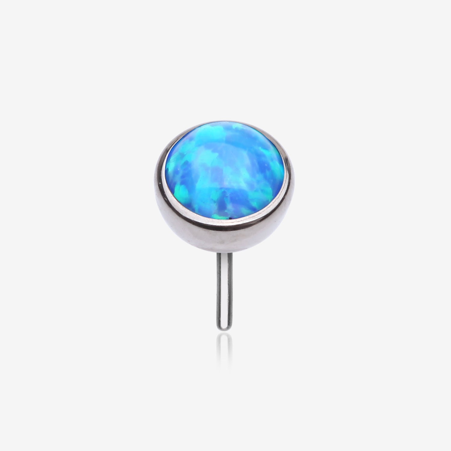 Implant Grade Titanium OneFit Threadless Bezel Set Fire Opal Top Part-Blue Opal