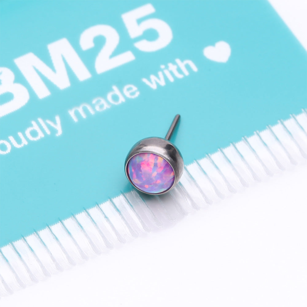 Detail View 3 of Implant Grade Titanium OneFit Threadless Bezel Set Fire Opal Top Part-Purple Opal