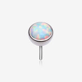 Implant Grade Titanium OneFit Threadless Bezel Set Fire Opal Top Part-White Opal