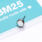Detail View 3 of Implant Grade Titanium OneFit Threadless Bezel Set Fire Opal Top Part-White Opal