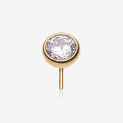 Implant Grade Titanium OneFit Threadless Golden Bezel Set Sparkle Gem Top Part