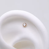 Detail View 1 of Implant Grade Titanium OneFit Threadless Golden Bezel Set Sparkle Gem Top Part-Clear Gem