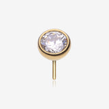 Implant Grade Titanium OneFit Threadless Golden Bezel Set Sparkle Gem Top Part