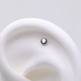 Detail View 1 of Implant Grade Titanium OneFit Threadless Blackline Bezel Set Sparkle Gem Top Part-Clear Gem