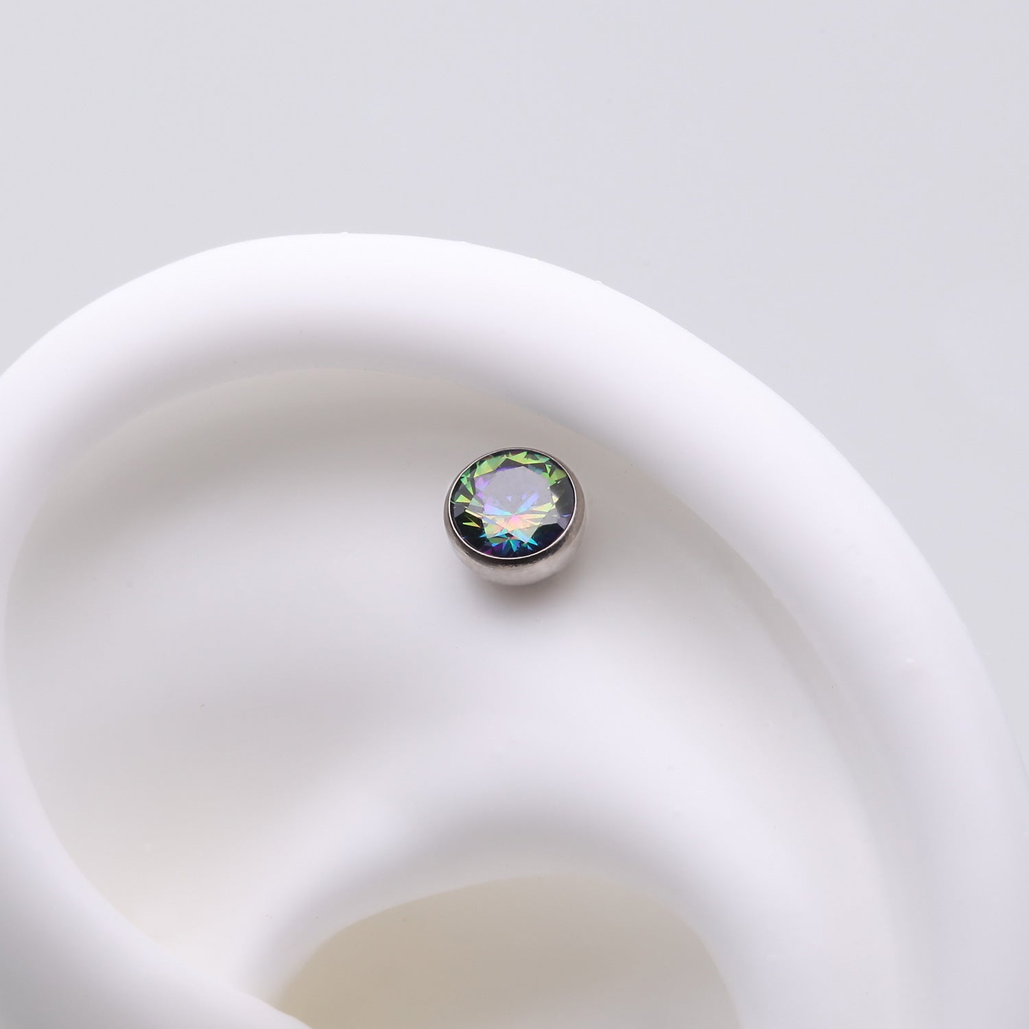 Detail View 1 of Implant Grade Titanium OneFit Threadless Bezel Set Sparkle Gem Top Part-Vitrail Medium