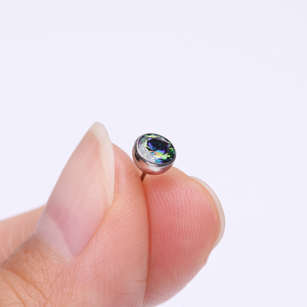 Detail View 2 of Implant Grade Titanium OneFit Threadless Bezel Set Sparkle Gem Top Part-Vitrail Medium