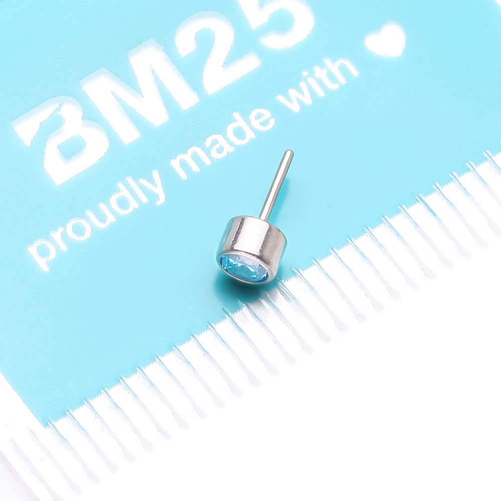 Detail View 3 of Implant Grade Titanium OneFit Threadless Bezel Round Gem Sparkle Top Part-Aqua