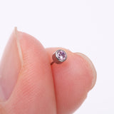 Detail View 2 of Implant Grade Titanium OneFit Threadless Bezel Round Gem Sparkle Top Part-Pink
