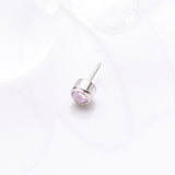 Detail View 1 of Implant Grade Titanium OneFit Threadless Bezel Round Gem Sparkle Top Part-Pink
