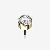 Implant Grade Titanium Golden OneFit Threadless Bezel Round Gem Sparkle Top Part
