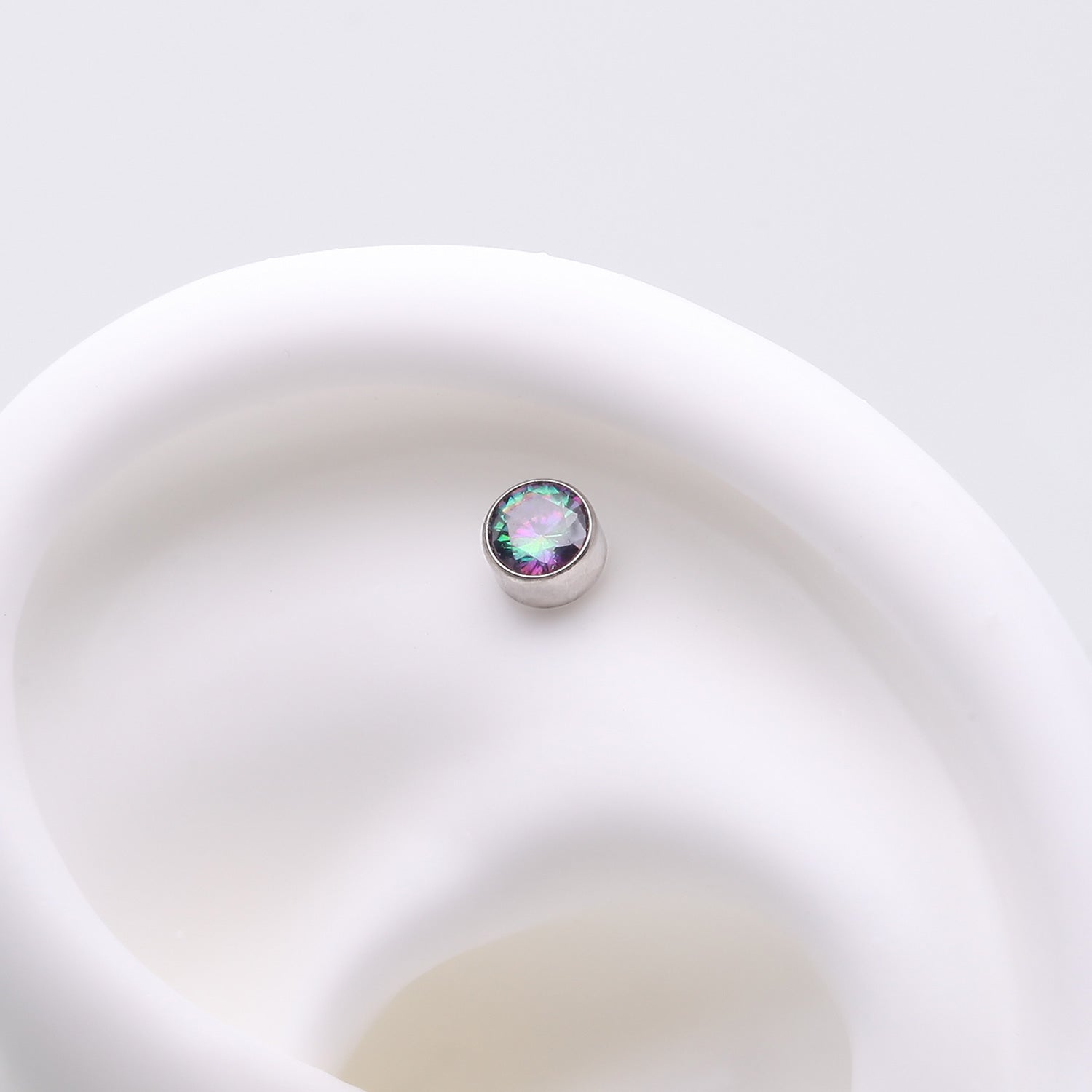 Detail View 1 of Implant Grade Titanium OneFit Threadless Bezel Round Gem Sparkle Top Part-Vitrail Medium