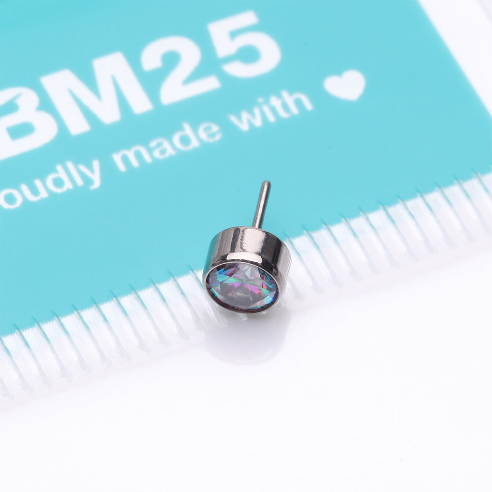 Detail View 3 of Implant Grade Titanium OneFit Threadless Bezel Round Gem Sparkle Top Part-Vitrail Medium